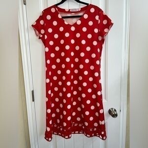 MISSLOOK Red/White Polka Dot Dress